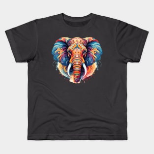 Colorful Decorative Indian Elephant Design Kids T-Shirt